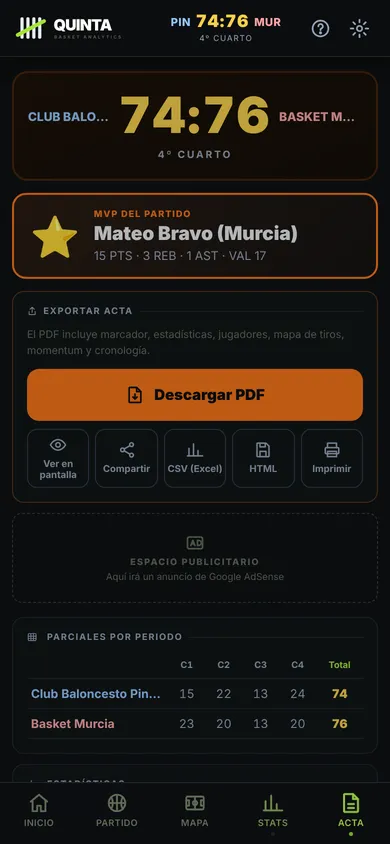 Acta en PDF de QUINTA Basket